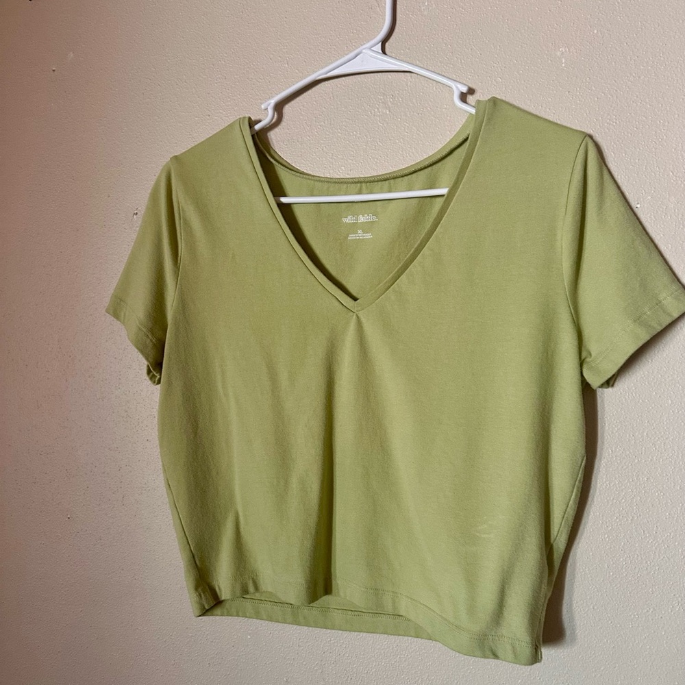 Wild Fable Olive V-Neck Crop Top